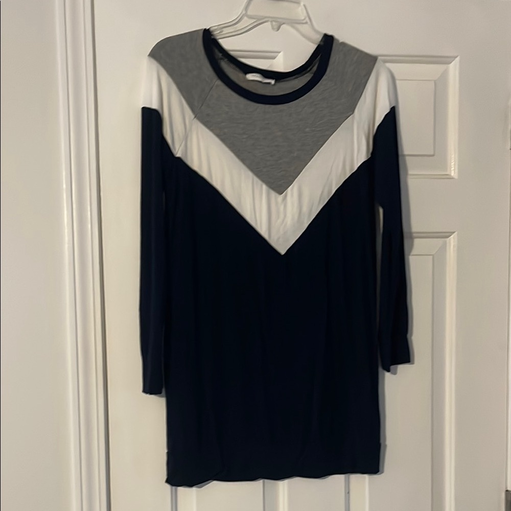Women's Gray, White, and Navy mini dress